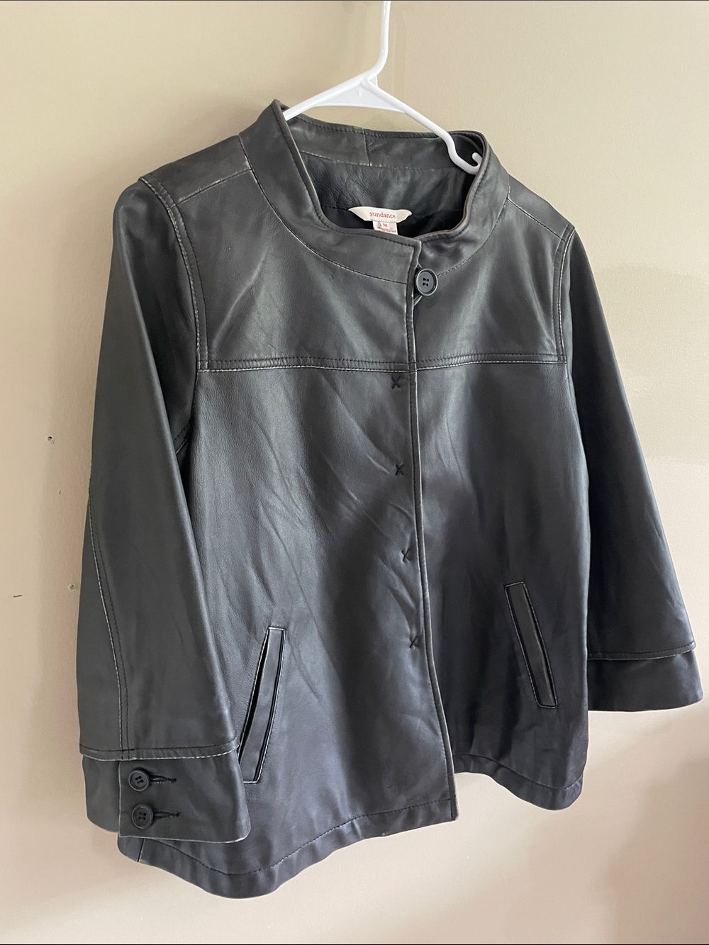 Sundance Black Leather Button-Front Jacket
